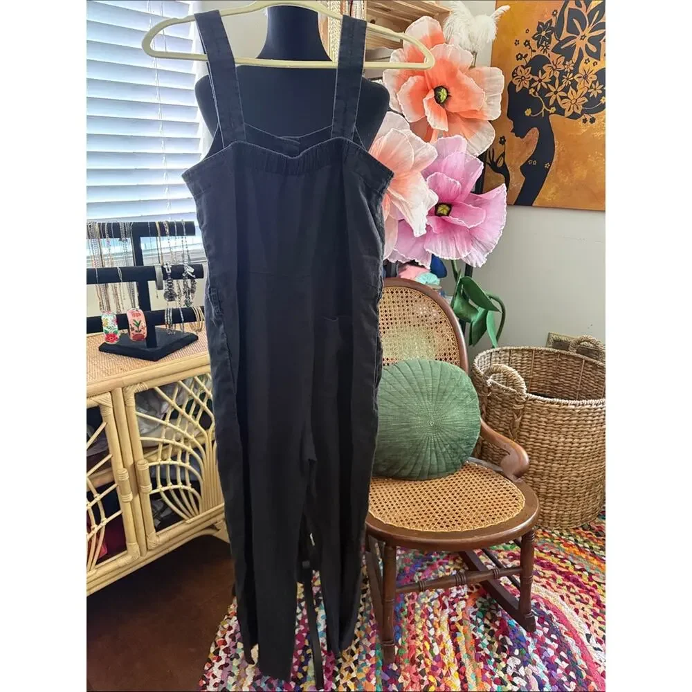 Everlane Washed Black The Linen Button Up Classic Preppy Market Resort Jumpsuit